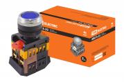 Кнопка ABLFS-22 синий d22мм неон/230В 1з+1р TDM(1/10)