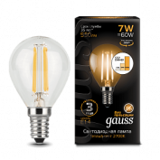 Лампа Gauss LED Filament Шар E14 7W 550lm 2700K step dimmable 1/10/50