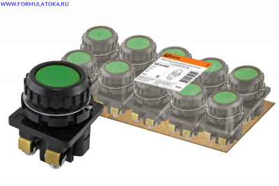 Выключатель кнопочный КЕ 011-У2-исп.2 зеленый 1з+1р 10A 660B IP40 TDM